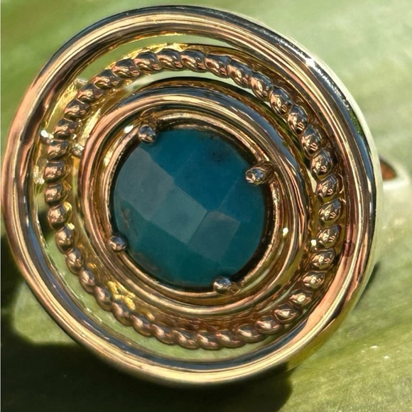 Gems en Vogue Michael Valitutti “NH” Palladium Silver Turquoise Ring size 7 - Picture 4 of 13